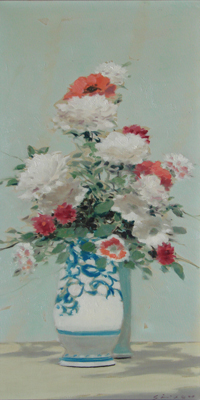 Andre Gisson - "Carnations In A Blue & White Vase"