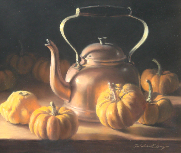 Deborah Bays - "Copper With Pumpkins And Gourd"